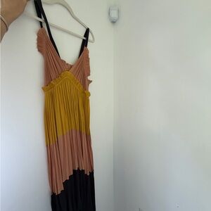 Ulla Johnson Asymmetrical Dress in Pink, Yellow, and Black
